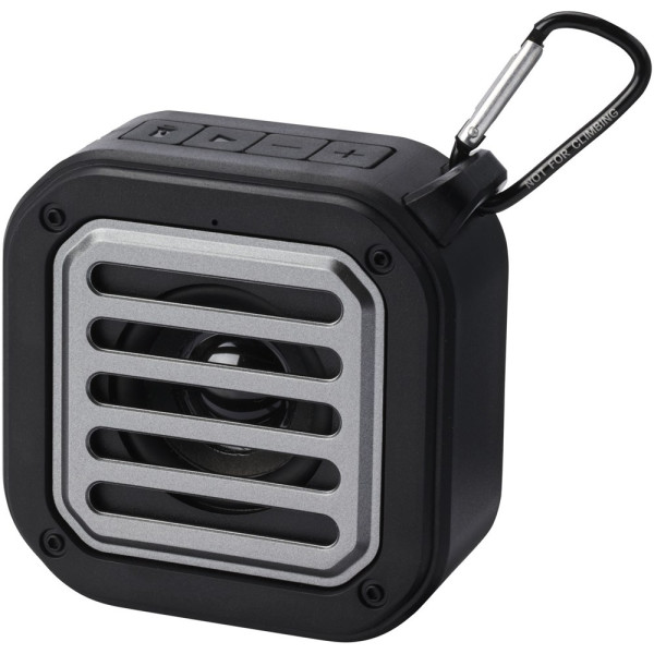 Solo IPX5 Bluetooth® speaker op zonne-energie van 3 W van RCS gerecycled plastic met karabijnhaak